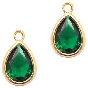 Anh&auml;nger Kristallglas tropfenform 11x7mm Classic green crystal-gold
