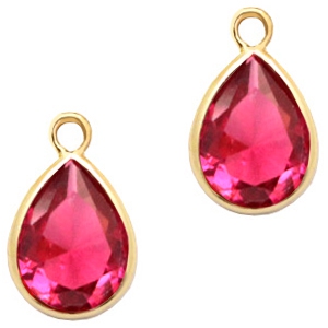 Anh&auml;nger Kristallglas tropfenform 11x7mm Indian pink crystal-gold