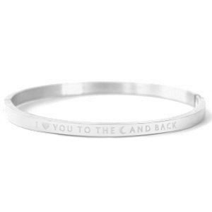 Armb&auml;nder aus Stainless Steel - Rostfreiem Stahl "I LOVE YOU TO THE MOON AND BACK" Silver