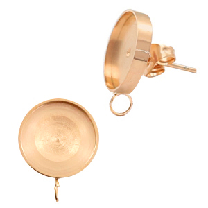 Polaris Steel Ohrringe (mit &Ouml;se vertikal) Fassung f&uuml;r 7mm Cabochon/Swarovski SS34 Rosegold