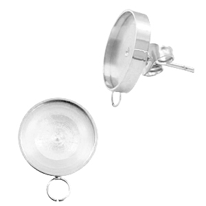 Polaris Steel Ohrringe (mit &Ouml;se horizontal) Fassung f&uuml;r 7mm Cabochon/Swarovski SS34 Silber