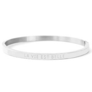 Armb&auml;nder aus Stainless Steel - Rostfreiem Stahl "LA VIE EST BELLE" Silber