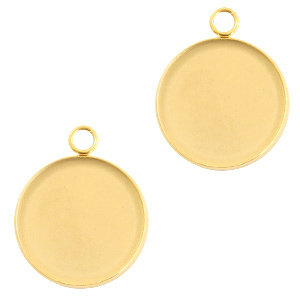 Stainless Steel - Rostfrei Stahl Schmuckzubeh&ouml;r Fassung Anh&auml;nger f&uuml;r Cabochon 20mm Gold