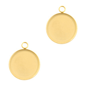 Stainless Steel - Rostfrei Stahl Schmuckzubeh&ouml;r Fassung Anh&auml;nger f&uuml;r Cabochon 12mm Gold