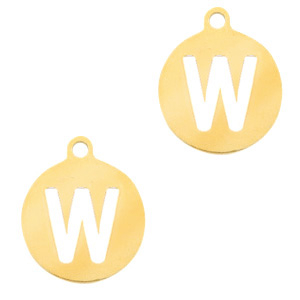 Stainless Steel - Rostfrei Stahl Anh&auml;nger 10mm Initial coin W Gold