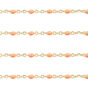 Stainless Steel - Rostfrei Stahl Schmuckzubeh&ouml;r Gliederkette 1mm Orange-gold