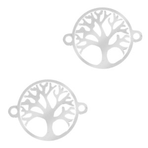 Stainless Steel - Rostfreiem Stahl Anh&auml;nger Zwischenst&uuml;ck Tree of Life 13mm Silber