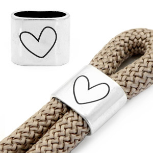 Metall Schieber DQ "HEART" Antik silber (Nickelfrei)