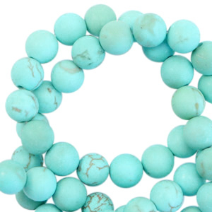 Naturstein Perlen 6mm matt Blue turquoise
