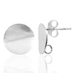 Metall Zubeh&ouml;r TQ Ohrstecker 12mm mit &Ouml;se Antik silber