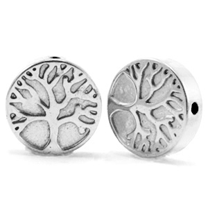 H&auml;matit Perlen Tree of Life 10mm Silver grey