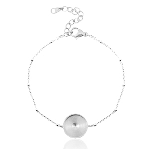 Polaris Steel Armband aus Stainless Steel mit Fassung f&uuml;r 12mm Cabochon Ball Silber