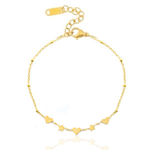 Armb&auml;nder aus Stainless Steel - Rostfreiem Stahl Hearts & Stars Gold