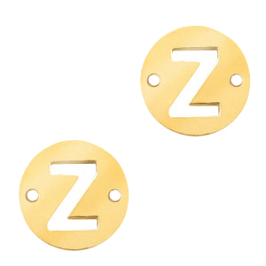 Stainless Steel - Rostfreiem Stahl Anh&auml;nger Zwischenst&uuml;ck rund 10mm Initial coin Z Gold