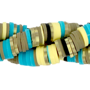 Katsuki Perlen 6mm Greige-blue-yellow mix