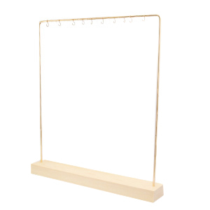 Schmuckdisplay f&uuml;r Kette mit Holz St&auml;nder Natural-gold