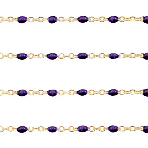 Stainless Steel - Rostfrei Stahl Schmuckzubeh&ouml;r Gliederkette 1mm Regal purple-gold