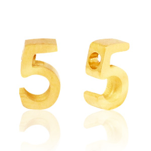 Stainless Steel - Rostfrei Stahl Perlen Zahlen 5 Gold