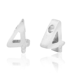 Stainless Steel - Rostfrei Stahl Perlen Zahlen 4 Silber