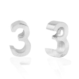 Stainless Steel - Rostfrei Stahl Perlen Zahlen 3 Silber