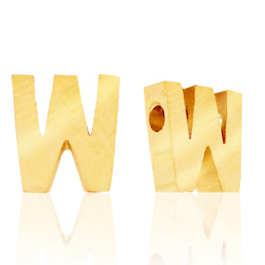 Stainless Steel - Rostfrei Stahl Perlen Buchstaben W Gold