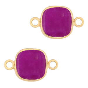Naturstein Anh&auml;nger Zwischenst&uuml;ck 12x12mm Purple-gold