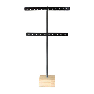 Schmuckdisplay Ohrringe T-Form mit Holz St&auml;nder Schwarz-Holz