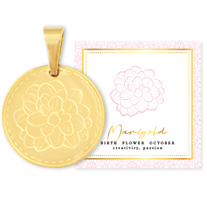 Mix & Match Anh&auml;nger aus Stainless Steel - Rostfreiem Stahl 15mm Birth flower October-Marigold Gold