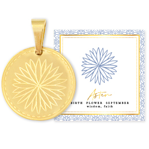 Mix & Match Anh&auml;nger aus Stainless Steel - Rostfreiem Stahl 15mm Birth flower September-Aster Gold