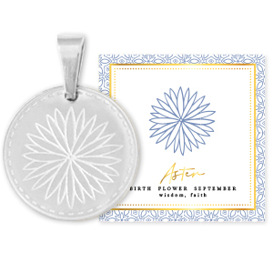 Mix & Match Anh&auml;nger aus Stainless Steel - Rostfreiem Stahl 15mm Birth flower September-Aster Silber