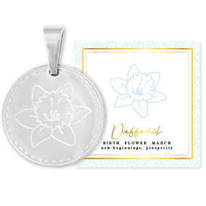 Mix & Match Anh&auml;nger aus Stainless Steel - Rostfreiem Stahl 15mm Birth flower March-Daffodil Silber
