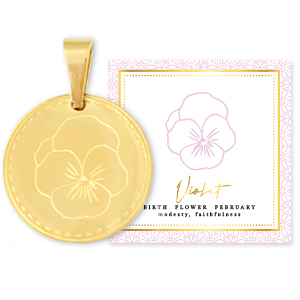 Mix & Match Anh&auml;nger aus Stainless Steel - Rostfreiem Stahl 15mm Birth flower February-Violet Gold
