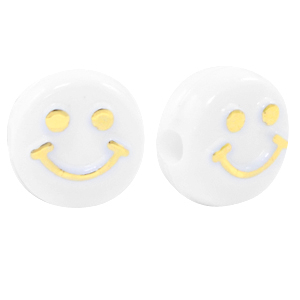 Buchstaben Perlen aus Acryl Smiley White-gold