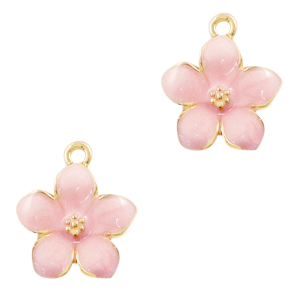 Basic Quality Metall Anh&auml;nger Blume Gold-pink
