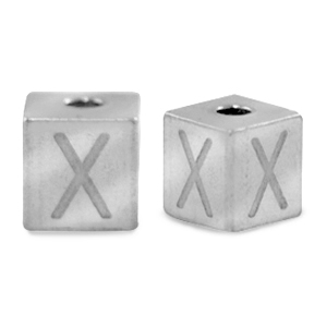 Stainless Steel - Rostfrei Stahl Perlen Buchstaben X Silber