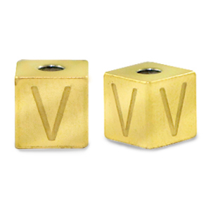 Stainless Steel - Rostfrei Stahl Perlen Buchstaben V Gold
