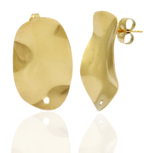 Ohrringe aus Stainless Steel - Rostfreiem Stahl Ohrstecker Oval mit &Ouml;se Gold