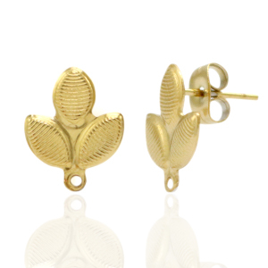 Ohrringe aus Stainless Steel - Rostfreiem Stahl Ohrstecker Blatt mit &Ouml;se Gold