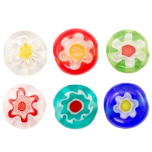 Millefiori-Perlen Disc Blume 6mm Multicolour
