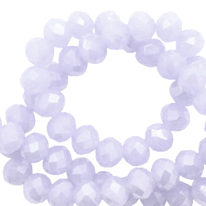 Top Glas Facett Perlen 8x6 mm rondellen Soft lavender blue-pearl shine coating