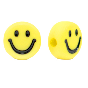 Buchstaben Perlen aus Acryl Smiley Yellow-black