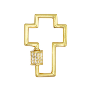 Zirkonia Verschluss Kreuz Gold