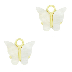 Resin Anh&auml;nger Schmetterling Gold-off white