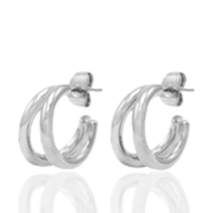 Ohrringe aus Stainless Steel - Rostfreiem Stahl Ohrstecker Creolen Silber