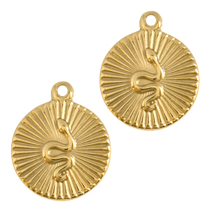 Stainless Steel - Rostfrei Stahl Anh&auml;nger Schlange Gold