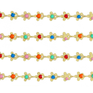 Brass TQ Metall Gliederkette Blumen Gold-multicolour