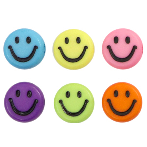 Buchstaben Perlen aus Acryl Smiley Multicolour