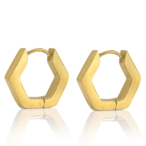 Ohrringe aus Stainless Steel - Rostfreiem Stahl Hexagon Gold