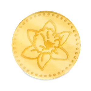 Plexx Cabochons 20mm Geburtsblume M&auml;rz-Osterglocke Gold