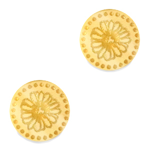 Plexx Cabochons 12mm Geburtsblume April-G&auml;nsebl&uuml;mchen Gold